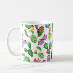 Mug Aquarelle peinte à la main de cactus tropicaux. In