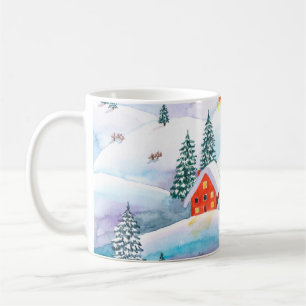 Mug Aquarelle peinte à la main illustration de l'hiver