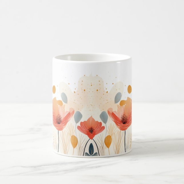 Mug Aquarelle peinture de pavot rouge (Centre)
