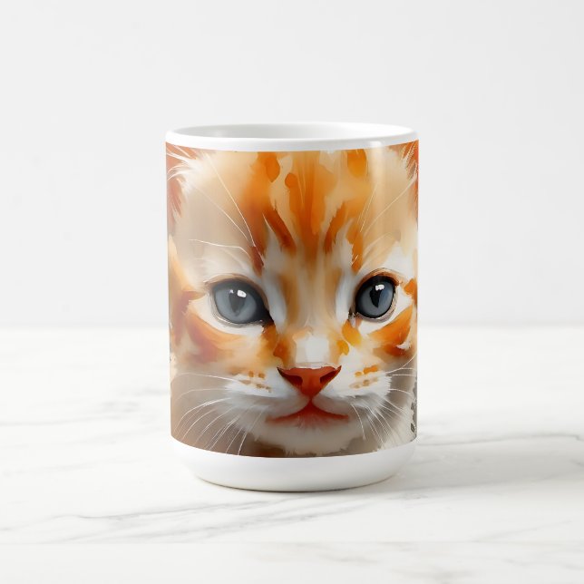 Mug Aquarelle peinture d'un chat orange mignon (Centre)