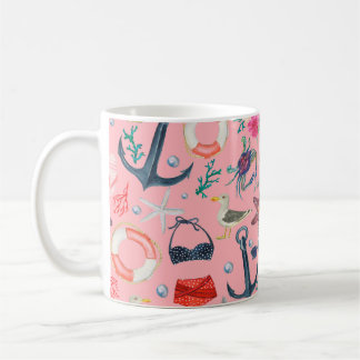 Mug Aquarelle peinture motif transparent avec ancre,