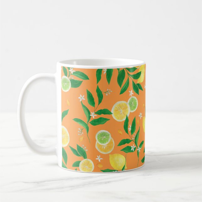 Mug Aquarelle peinture sans couture motif avec agrumes (Gauche)
