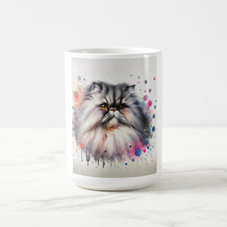 Mug Aquarelle Perse Chat Portrait coloré