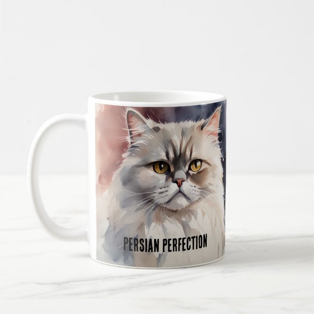 Mug Aquarelle Perse Chat Portrait Musique (Gauche)