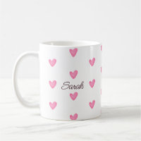 Aquarelle personnalisable Coeurs roses