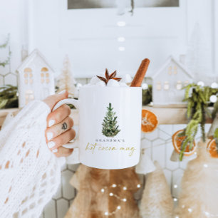 Mug Aquarelle personnalisée Arbre de Noël cacao chaud