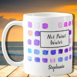 Mug Aquarelle personnalisée Artiste Purple Pas Peindre<br><div class="desc">Cette tasse est décorée d'un motif d'aquarelle de couleurs en violet et rose. Les mots "Not Paint Water" sont ajoutés et une version "Paint Water" est également dans mon magasin. Parfait pour un artiste ou quelqu'un qui aime peindre. Personnalisez-le avec votre nom ou monogramme. En créant notre oeuvre, vous ne...</div>