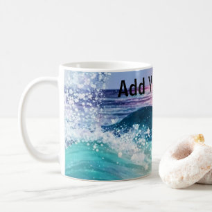 Mug Aquarelle personnalisée Blue Ocean Wave Photo avec