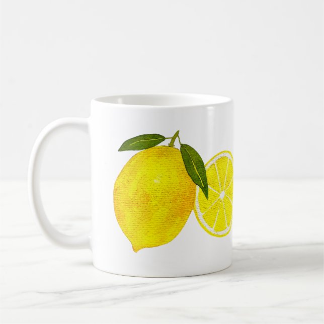 Mug Aquarelle personnalisée Citron jaune (Gauche)
