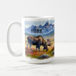 Mug Aquarelle personnalisée de l'orignal de l'Alaska