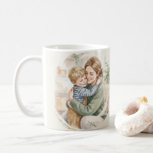 Mug Aquarelle personnalisée d'une mère étreignant son
