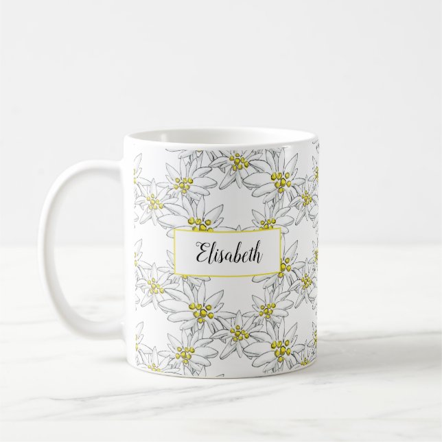 Mug Aquarelle personnalisée Edelweiss illustrée à la m (Gauche)