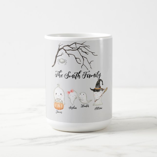 Mug Aquarelle personnalisée Fantôme famille Halloween  (Centre)