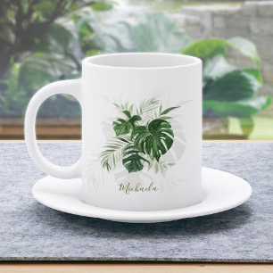 Mug Aquarelle personnalisée Feuilles tropicaux