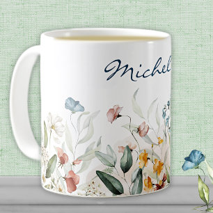 Mug Aquarelle personnalisée Floral 11 oz. Classique