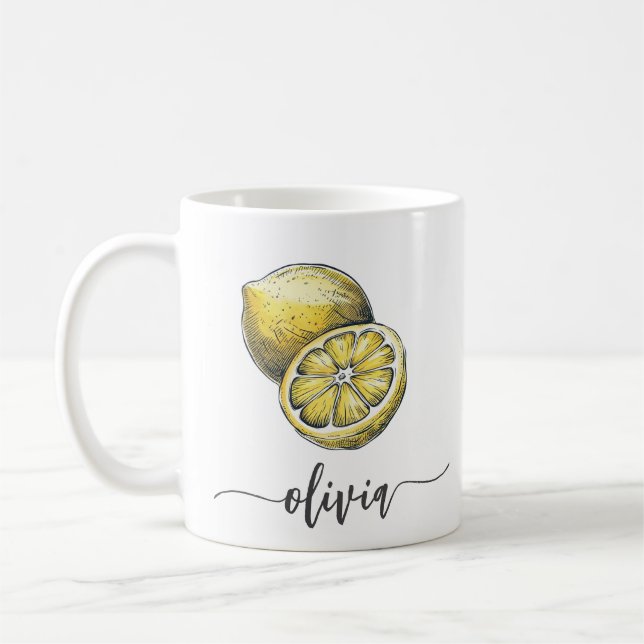Mug Aquarelle personnalisée moderne tendance Citron ja (Gauche)