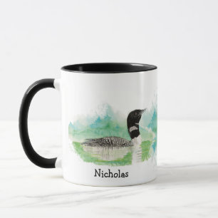 Mug Aquarelle personnalisée Oiseau commun Loin Art de