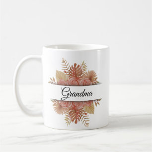 Mug Aquarelle personnalisée script floral grand-mère p