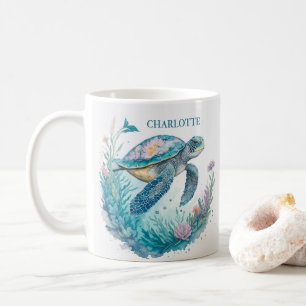 Mug Aquarelle personnalisée Tortue marine Animal marin