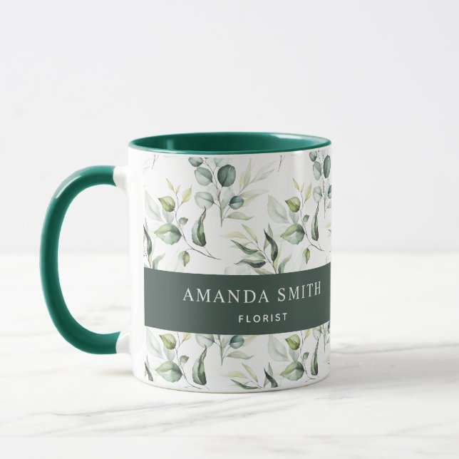 Mug Aquarelle personnalisée Verdure Élégant fleuriste (Gauche)