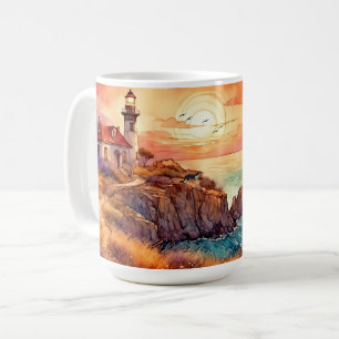 Mug Aquarelle Phare côtier & Chat