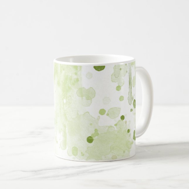 Mug Aquarelle Plaques Vert et Sage (Devant droit)