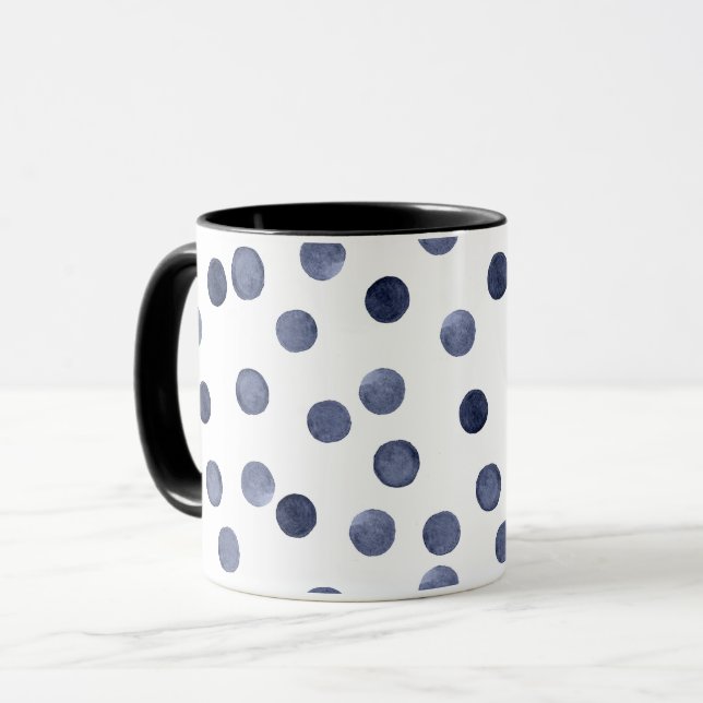 Mug Aquarelle . Point bleu (Devant gauche)