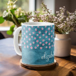 Mug Aquarelle Pois Messy - bleu et rose<br><div class="desc">Un motif doux au design presque abstrait. Un design tendance avec des couleurs de bijoux et l'élégance. Les éléments sont plus faciles à customiser lorsque vous remplacez tout le texte et les photos en premier. Si votre art doit encore être ajusté, cliquez sur le bouton Personnaliser. Cela vous mènera à...</div>