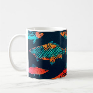 Mug Aquarelle Poissons : Bleu Profond Sans Mer