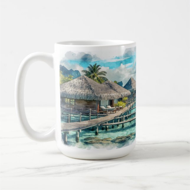 Mug Aquarelle Polynésie française Bora Bora Serenity | (Gauche)