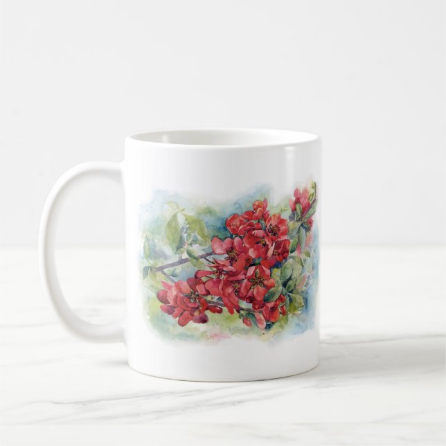 Mug Aquarelle pomme coing fleur fleurs arbre mariage (Gauche)