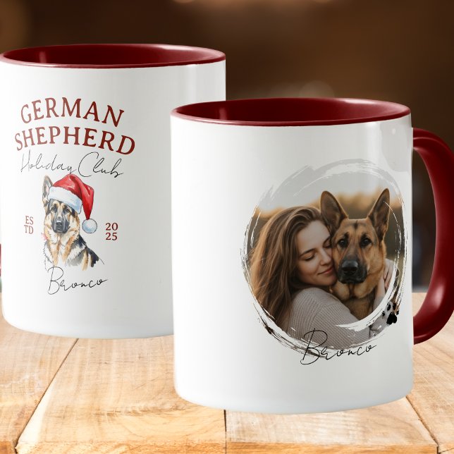 Mug Aquarelle Portrait animal de compagnie Noël Berger (Enhance your holiday kitchen set with this Watercolor Pet Portrait Christmas German Shepherd Mug! )