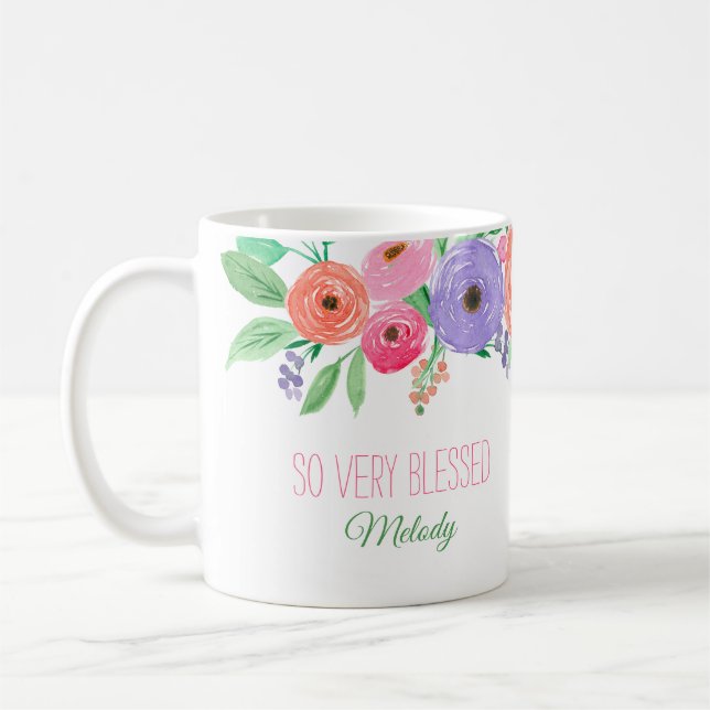 Mug Aquarelle printanière Floral Blessé sur mesure (Gauche)