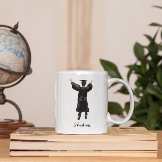 Mug Aquarelle professionnelle personnalisée Garçon (Personalized Graduate Watercolor Boy Coffee Mug)