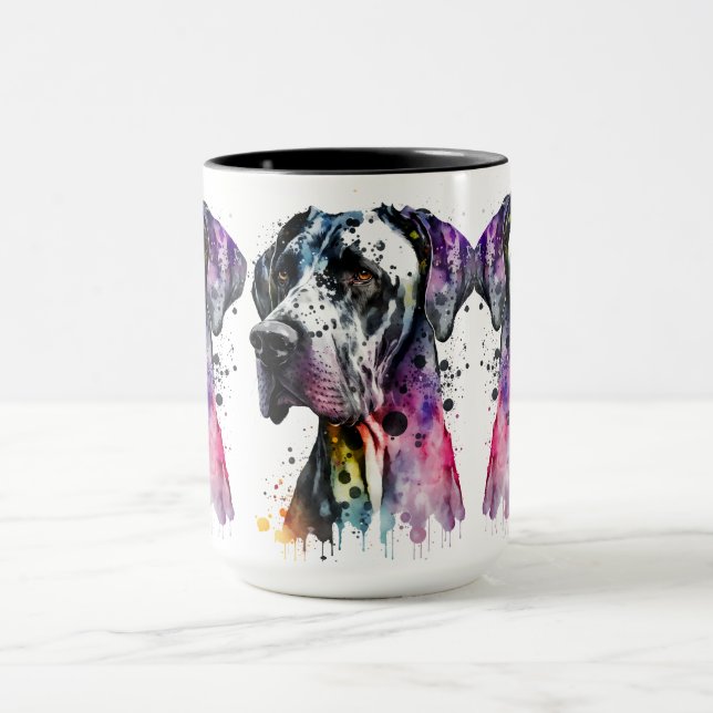 Mug Aquarelle Rainbow Great Dane (Centre)
