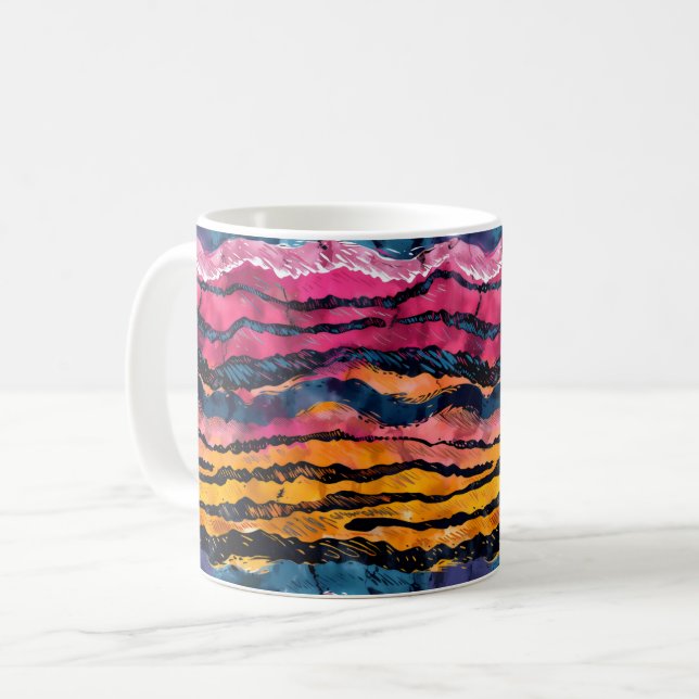 Mug Aquarelle Rainbow Tiger rayures (Devant gauche)
