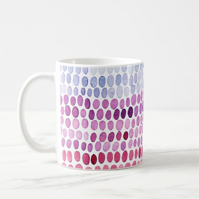 Mug Aquarelle rayée : Polka gris rose (Gauche)