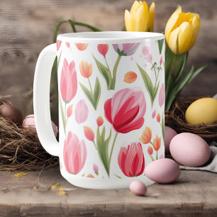 Mug Aquarelle Ressort Lumineuse Et Gaie Tulipe Rose