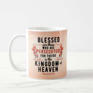 Mug Aquarelle Retro Matthew 5:10 Poppies