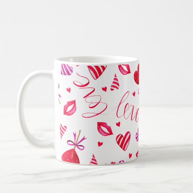 Mug Aquarelle romantique impression sans couture motif (Gauche)