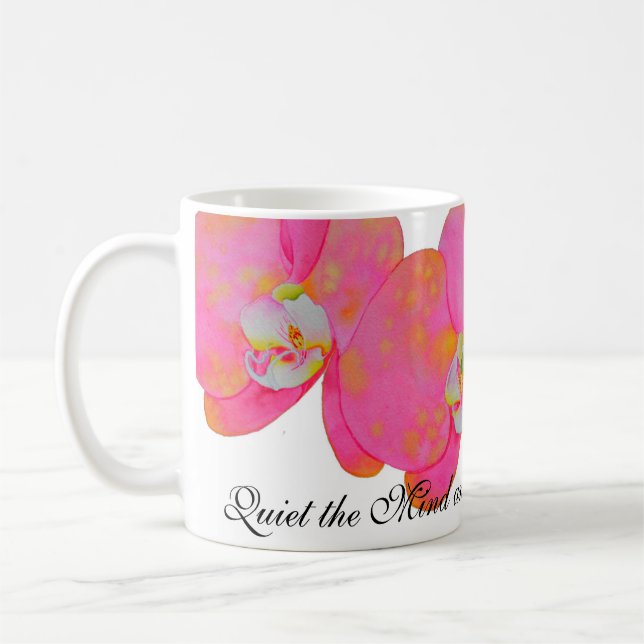 Mug Aquarelle romantique rose orchidée tropicale flora (Gauche)