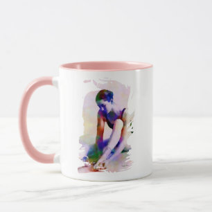 Mug Aquarelle rose Ballerina Art contemporain