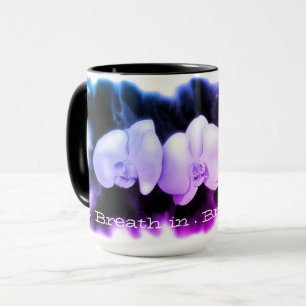 Mug Aquarelle rose bleu violet Orchidées, respirer