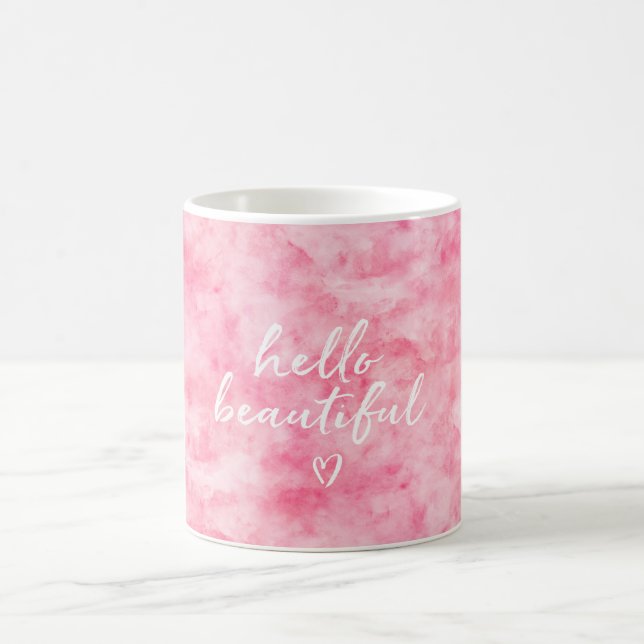 Mug Aquarelle rose bonjour belle (Centre)