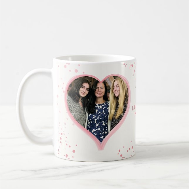 Mug Aquarelle rose Coeur Simple Photo Minimaliste (Gauche)