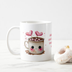 Mug Aquarelle rose et crème mignonne Aimer le cacao ch