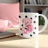 Aquarelle rose exotique moderne Flamant rose & poi