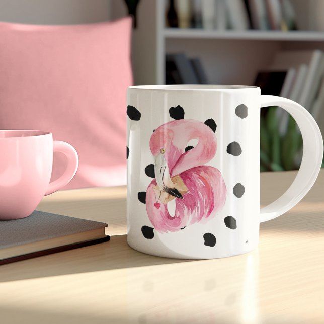 Mug Aquarelle rose exotique moderne Flamant rose & poi (Créateur téléchargé)