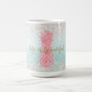 Mug Aquarelle rose Fille Ananas tropical