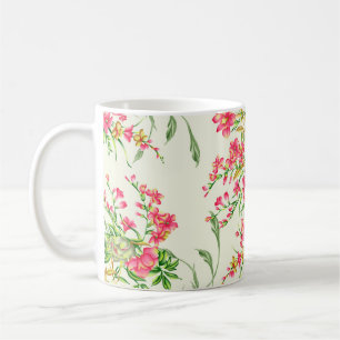 Mug aquarelle rose fleur motif abstrait, art, dos